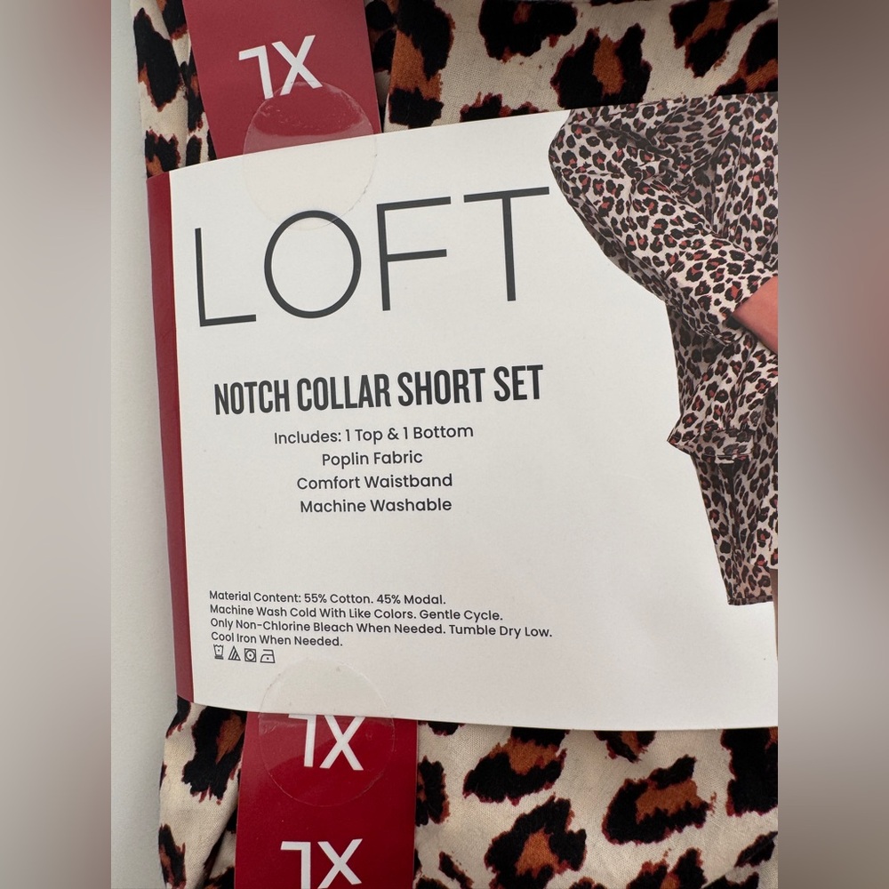 Loft Animal Print Two Piece Pajama Set, Size XL - NIP - Picture 8 of 9